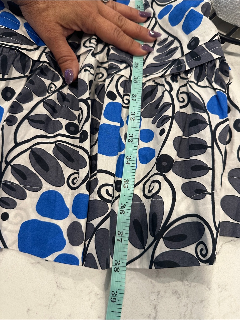 Anthropologie Blue, Black & White Floral Print Dress - Picture 6 of 6